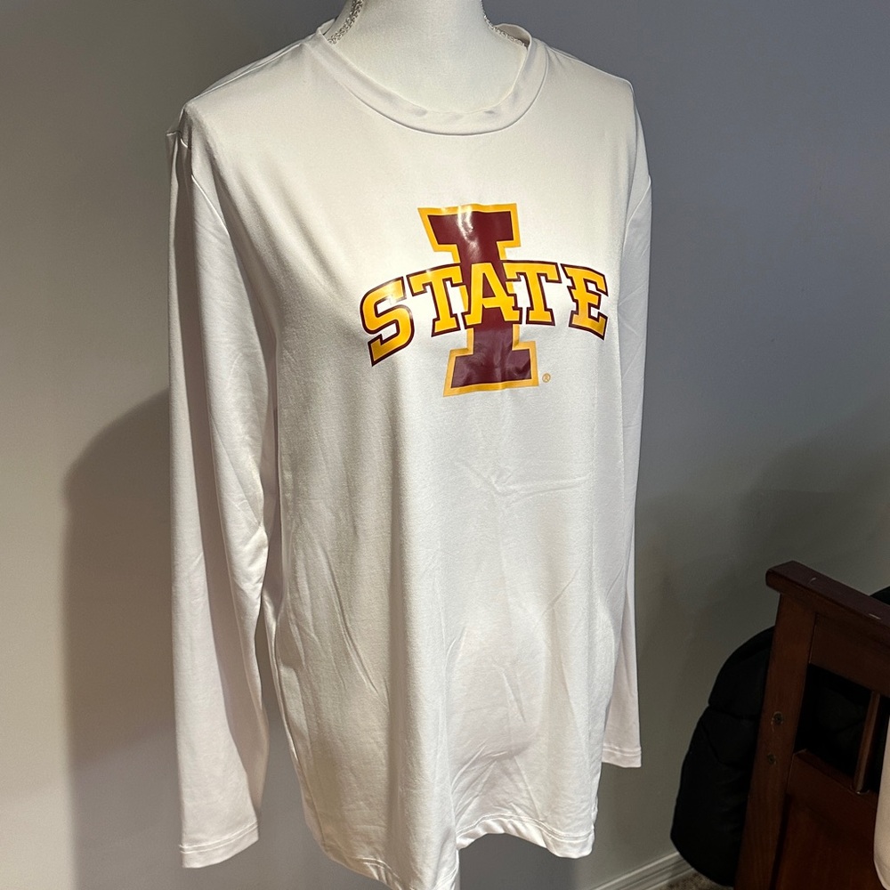 White Long Sleeve Shirt with Iowa State University Logo